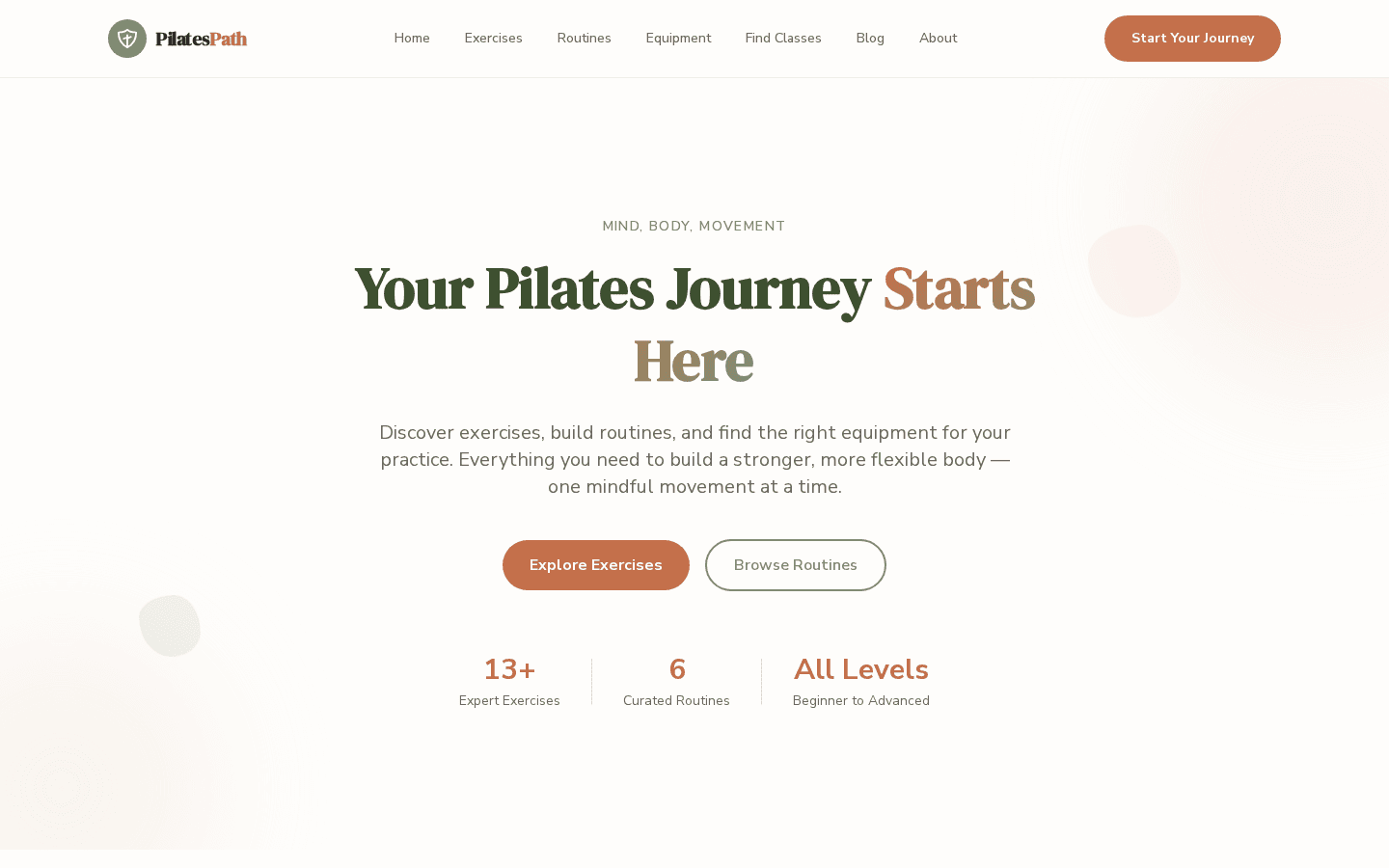 Pilates Education Platform website preview