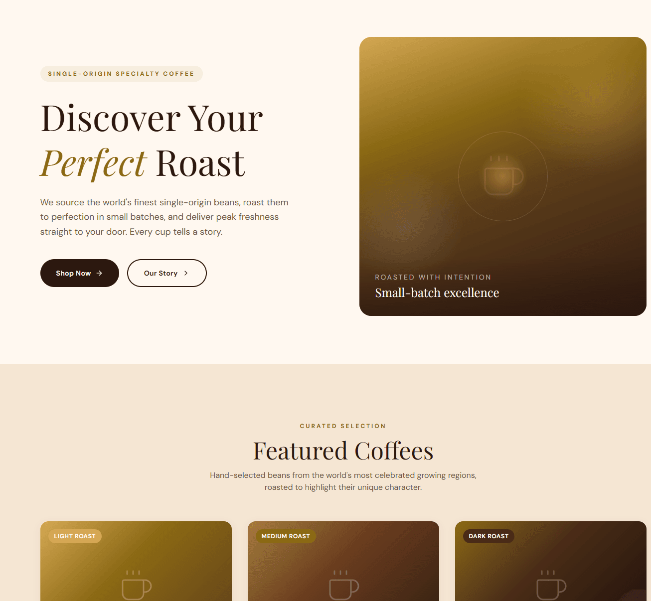 Specialty Coffee E-commerce website preview