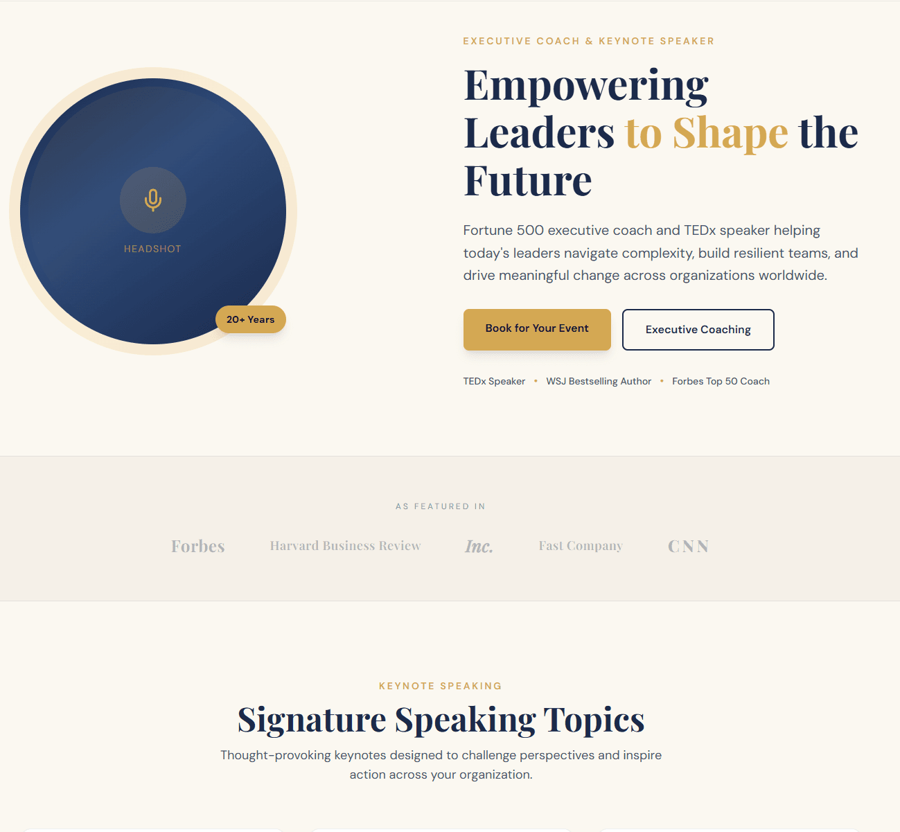 Leadership Coach & Keynote Speaker website preview